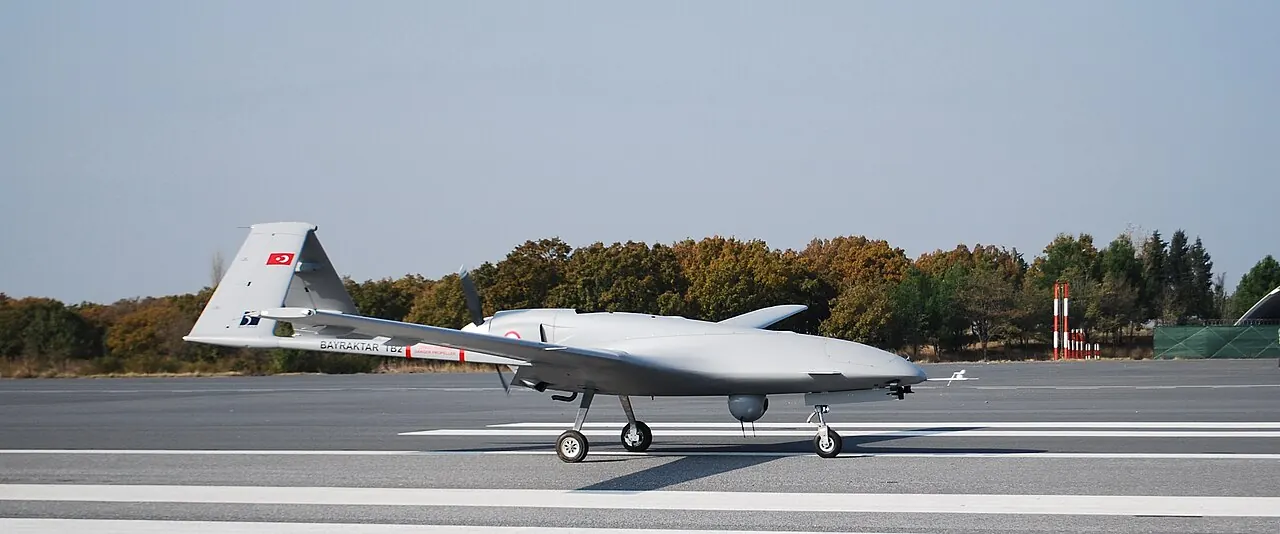 Bayraktar TB2 unmanned aerial vehicle on a runway